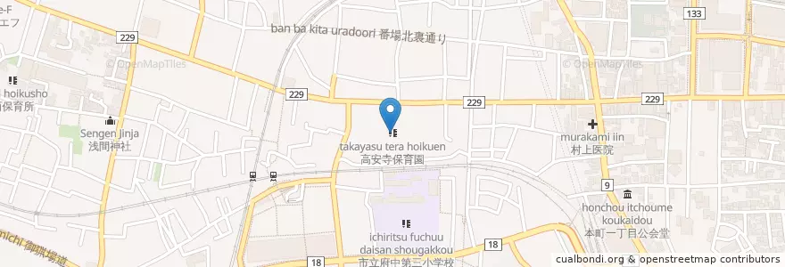 Mapa de ubicacion de 高安寺保育園 en Japão, Tóquio, 府中市.
