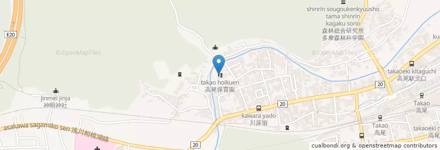Mapa de ubicacion de 高尾保育園 en 일본, 도쿄도, 八王子市.