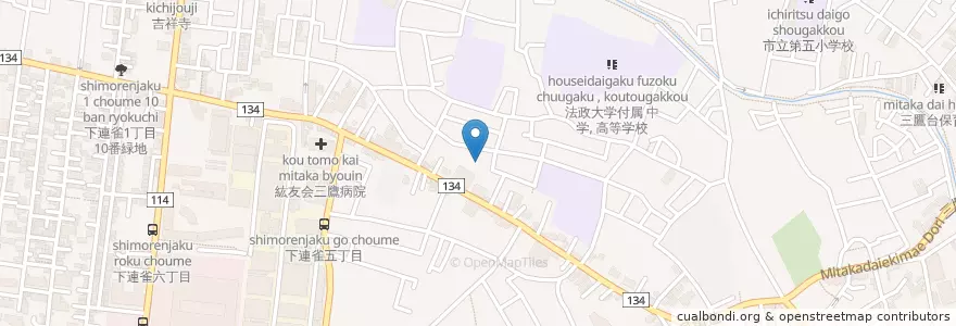 Mapa de ubicacion de 高山保育園 en 日本, 東京都, 三鷹市.