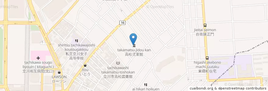 Mapa de ubicacion de 高松児童館 en Япония, Токио, Татикава.