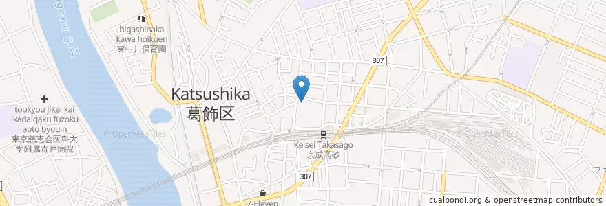 Mapa de ubicacion de 高砂郵便局 en Japonya, 東京都, 葛飾区.