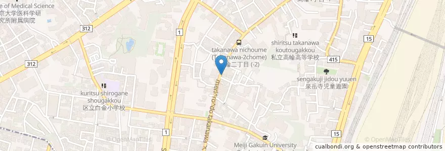 Mapa de ubicacion de 高輪二郵便局 en Giappone, Tokyo, Minato.