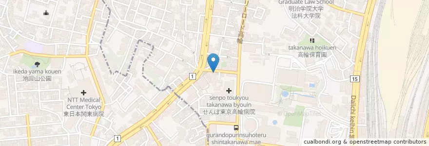 Mapa de ubicacion de 高輪台郵便局 en Japão, Tóquio.
