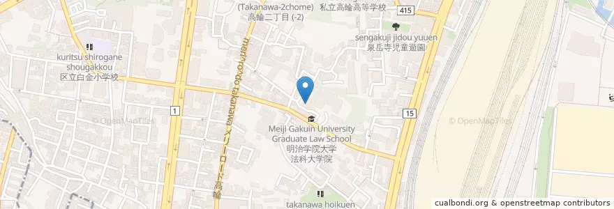 Mapa de ubicacion de 高輪幼稚園 en Japão, Tóquio, 港区.