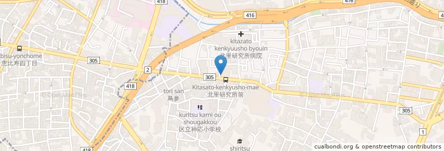 Mapa de ubicacion de 高輪警察署白金三光町交番 en Japonya, 東京都, 港区.
