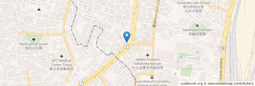 Mapa de ubicacion de 高輪警察署高輪台交番 en Jepun, 東京都.
