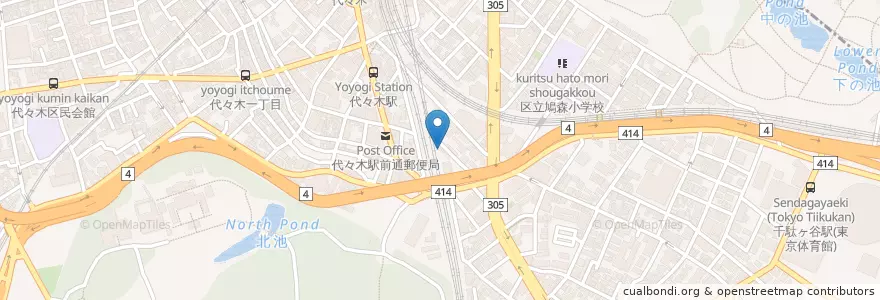 Mapa de ubicacion de 鳩の森保育園 en 日本, 東京都, 渋谷区.