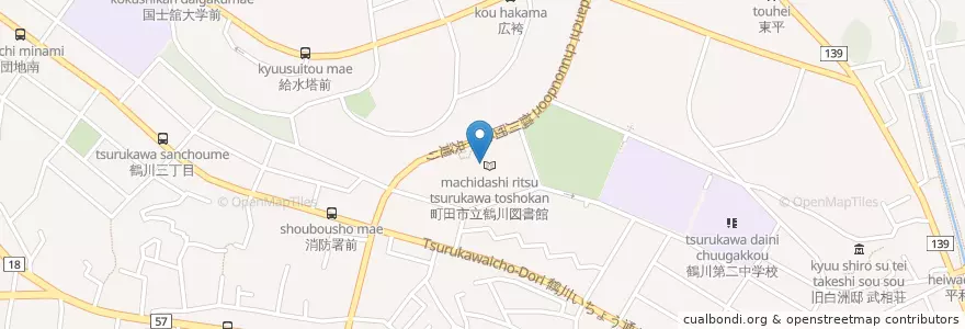 Mapa de ubicacion de 鶴川団地内郵便局 en Japão, Tóquio, 町田市.