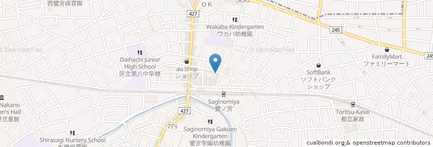 Mapa de ubicacion de 鷺ノ宮駅前郵便局 en Japão, Tóquio, 中野区.