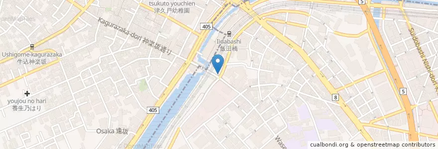 Mapa de ubicacion de 麹町警察署飯田橋駅前交番 en Japon, Tokyo, 千代田区.