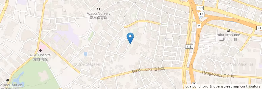 Mapa de ubicacion de 麻布山幼稚園 en Япония, Токио, Минато.