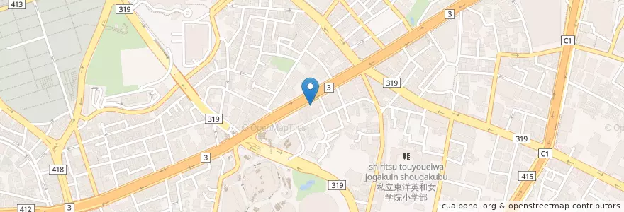 Mapa de ubicacion de 麻布警察署 en 일본, 도쿄도, 미나토.