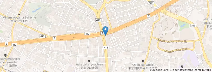 Mapa de ubicacion de 麻布警察署西麻布交番 en Japonya, 東京都, 港区.