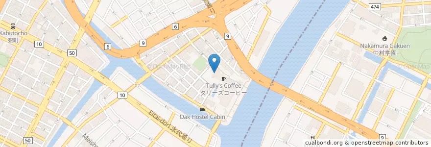 Mapa de ubicacion de ＩＢＭ箱崎ビル内郵便局 en Japón, Tokio, Chuo.
