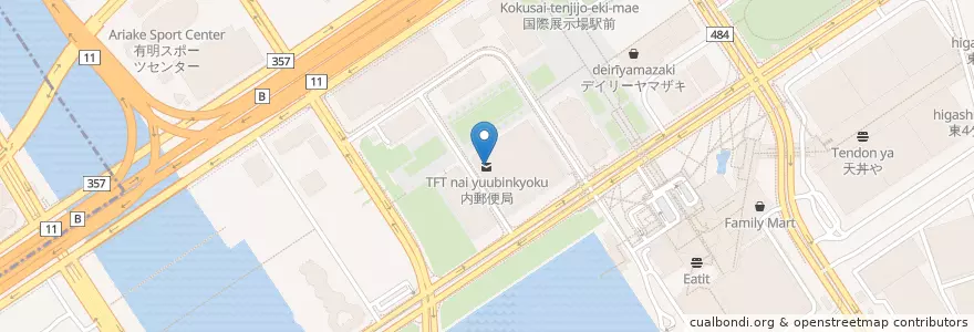 Mapa de ubicacion de ＴＦＴ内郵便局 en 日本, 东京都/東京都, 江東区.