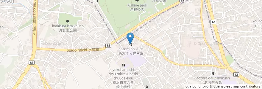 Mapa de ubicacion de あおぞら保育園 en Japan, 神奈川県, Yokohama, 神奈川区.