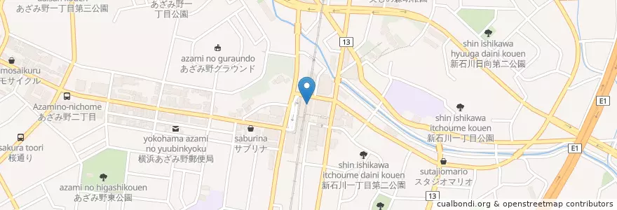 Mapa de ubicacion de あざみ野駅内郵便局 en Japón, Prefectura De Kanagawa, Yokohama, 青葉区.