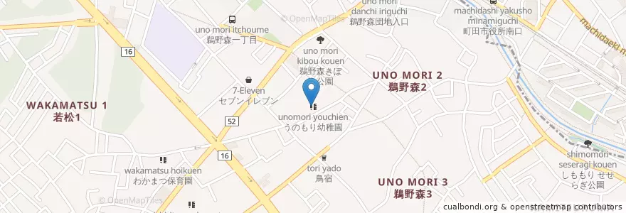 Mapa de ubicacion de うのもり幼稚園 en اليابان, كاناغاوا, 相模原市, 南区.