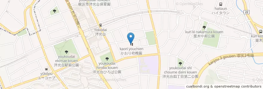Mapa de ubicacion de かおり幼稚園 en 일본, 가나가와현, 요코하마시, 磯子区.