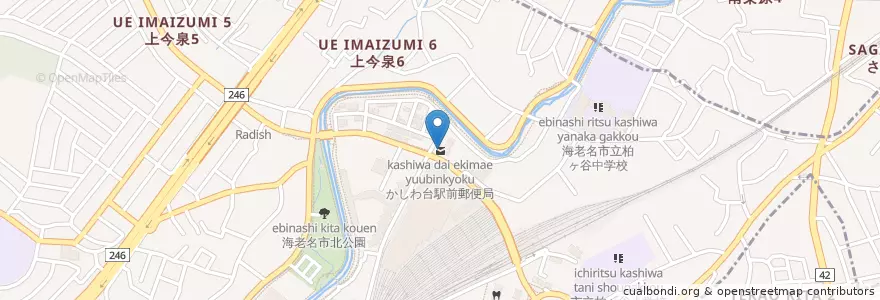 Mapa de ubicacion de かしわ台駅前郵便局 en 일본, 가나가와현, 海老名市.