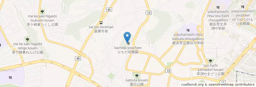 Mapa de ubicacion de かちだ幼稚園 en Japon, Préfecture De Kanagawa, 横浜市, 都筑区.