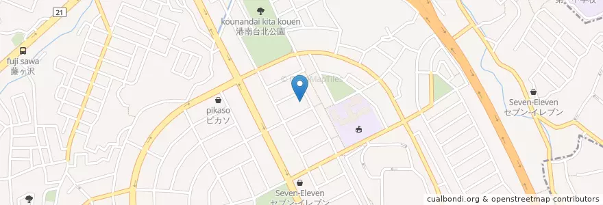 Mapa de ubicacion de かもめ幼稚園 en Giappone, Prefettura Di Kanagawa, 横浜市, 港南区.