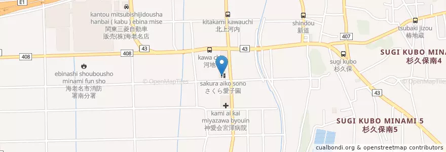 Mapa de ubicacion de さくら愛子園 en 日本, 神奈川縣, 海老名市.