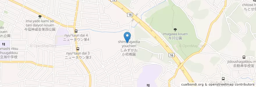 Mapa de ubicacion de しみずがおか幼稚園 en 일본, 가나가와현, 요코하마시, 旭区.