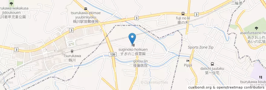Mapa de ubicacion de すぎのこ保育園 en Japan, Tokyo, Machida.