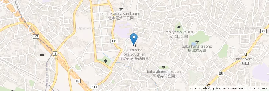 Mapa de ubicacion de すみれが丘幼稚園 en 일본, 가나가와현, 요코하마시, 鶴見区.