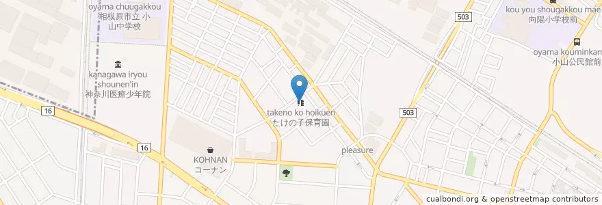 Mapa de ubicacion de たけの子保育園 en 일본, 가나가와현, 相模原市, 中央区.