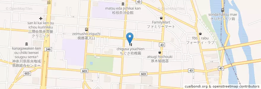 Mapa de ubicacion de ちぐさ幼稚園 en Japón, Prefectura De Kanagawa, 厚木市.
