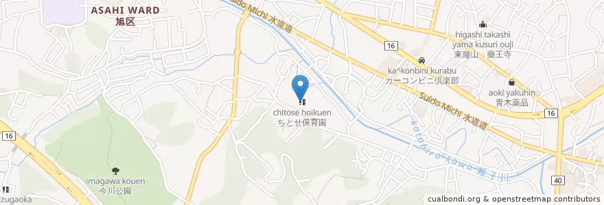Mapa de ubicacion de ちとせ保育園 en اليابان, كاناغاوا, 横浜市, 旭区.