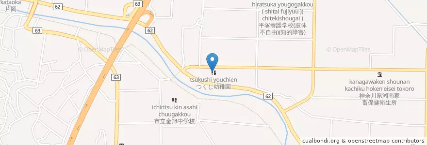 Mapa de ubicacion de つくし幼稚園 en Japón, Prefectura De Kanagawa, 平塚市.