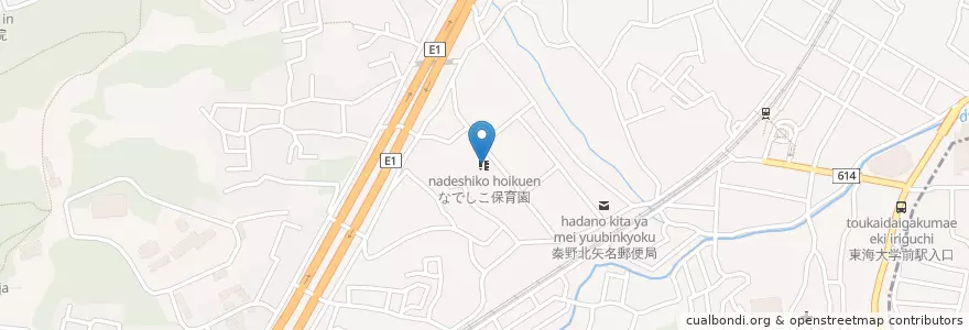 Mapa de ubicacion de なでしこ保育園 en 일본, 가나가와현, 秦野市.