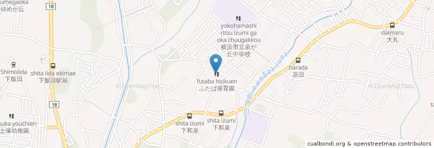 Mapa de ubicacion de ふたば保育園 en Giappone, Prefettura Di Kanagawa, 横浜市, 泉区.