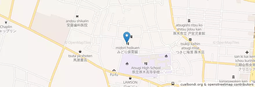 Mapa de ubicacion de みどり保育園 en 日本, 神奈川縣, 厚木市.