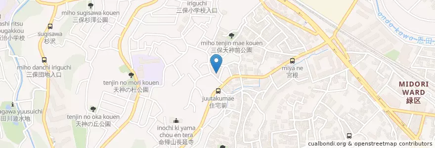 Mapa de ubicacion de みほ幼稚園 en 日本, 神奈川県, 横浜市, 緑区.
