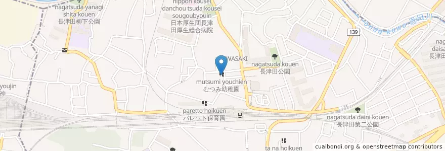 Mapa de ubicacion de むつみ幼稚園 en ژاپن, 神奈川県, 横浜市, 緑区.