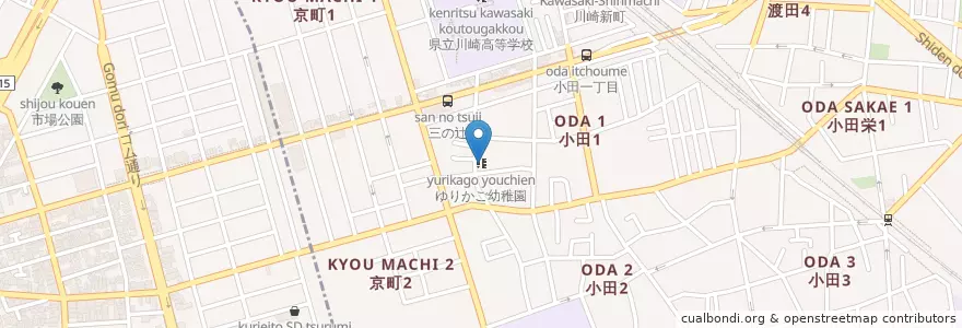 Mapa de ubicacion de ゆりかご幼稚園 en Япония, Канагава, Кавасаки, Йокогама, Цуруми.
