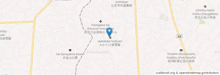 Mapa de ubicacion de わかたけ保育園 en Japan, Präfektur Kanagawa, 藤沢市.