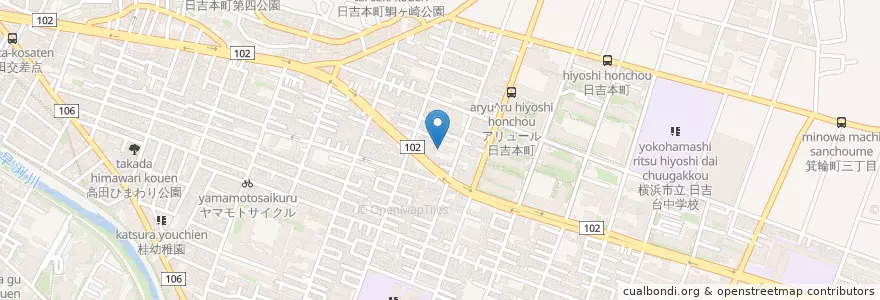 Mapa de ubicacion de エンゼル幼稚園 en 일본, 가나가와현, 요코하마시, 港北区.