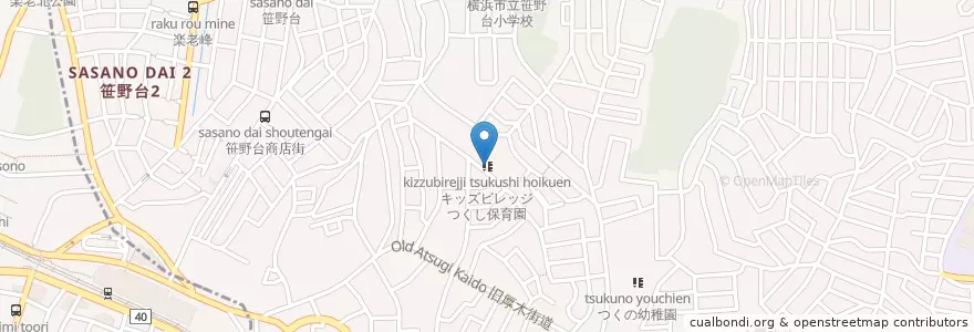 Mapa de ubicacion de キッズビレッジつくし保育園 en 일본, 가나가와현, 요코하마시, 旭区.