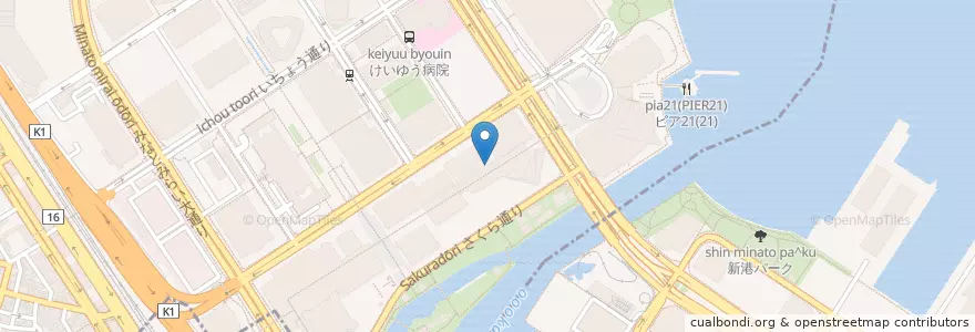 Mapa de ubicacion de クイーンズスクエア横浜郵便局 en اليابان, كاناغاوا, 横浜市, 西区.