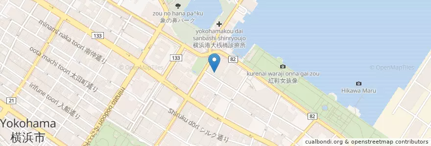 Mapa de ubicacion de シルクセンター内郵便局 en 일본, 가나가와현, 요코하마시, 中区.