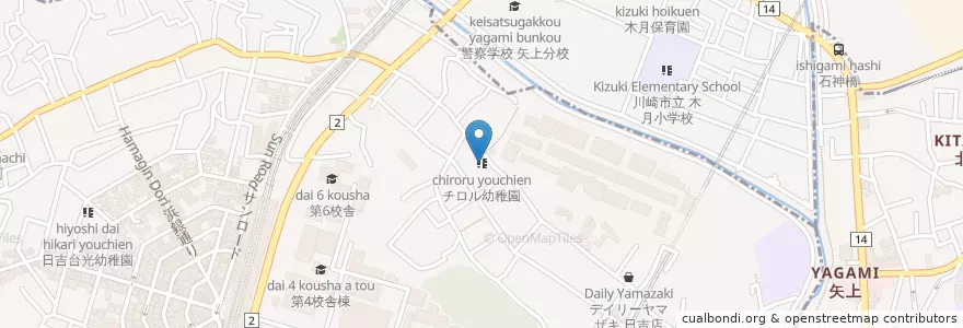 Mapa de ubicacion de チロル幼稚園 en Japan, Präfektur Kanagawa, 川崎市.