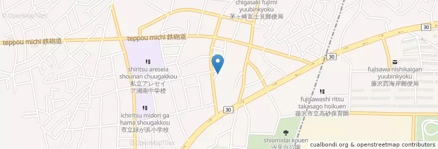 Mapa de ubicacion de フイートリツヂ緑が浜保育園 en Giappone, Prefettura Di Kanagawa, 茅ヶ崎市.