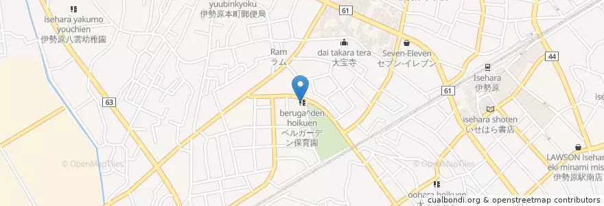 Mapa de ubicacion de ベルガーデン保育園 en 日本, 神奈川県, 伊勢原市.