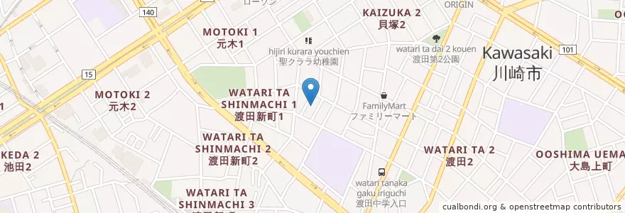 Mapa de ubicacion de 三輪幼稚園 en Japan, Präfektur Kanagawa, 川崎市, 川崎区.