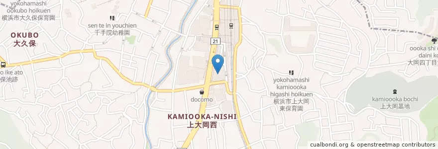 Mapa de ubicacion de 上大岡駅前郵便局 en ژاپن, 神奈川県, 横浜市, 港南区.